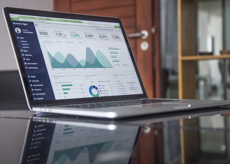 Business analytics and deadline tracking on a laptop