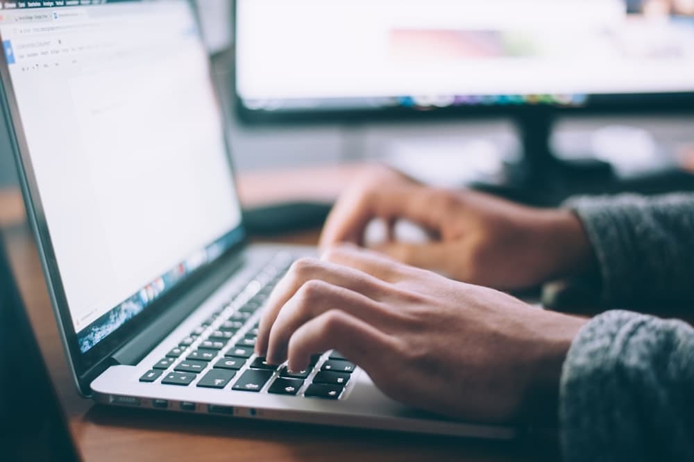 Entrepreneur starting a new company on a laptop